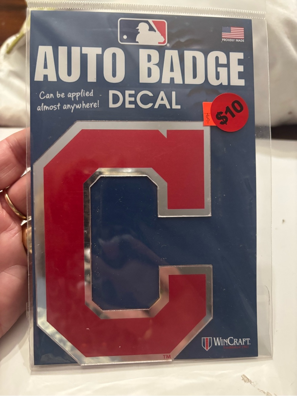 Wincraft Red and Silver Cleveland 'C' Auto Badge Decal